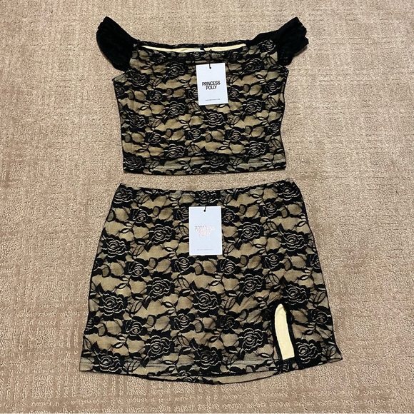 Princess Polly Dresses & Skirts - NWT {Princess Polly} Santoro Lace Set | Black + Tan ~ Size US 4